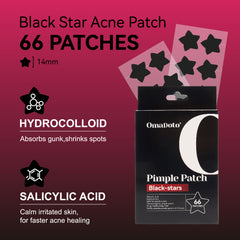 black Star Pimple Patches (66Pcs,14mm)