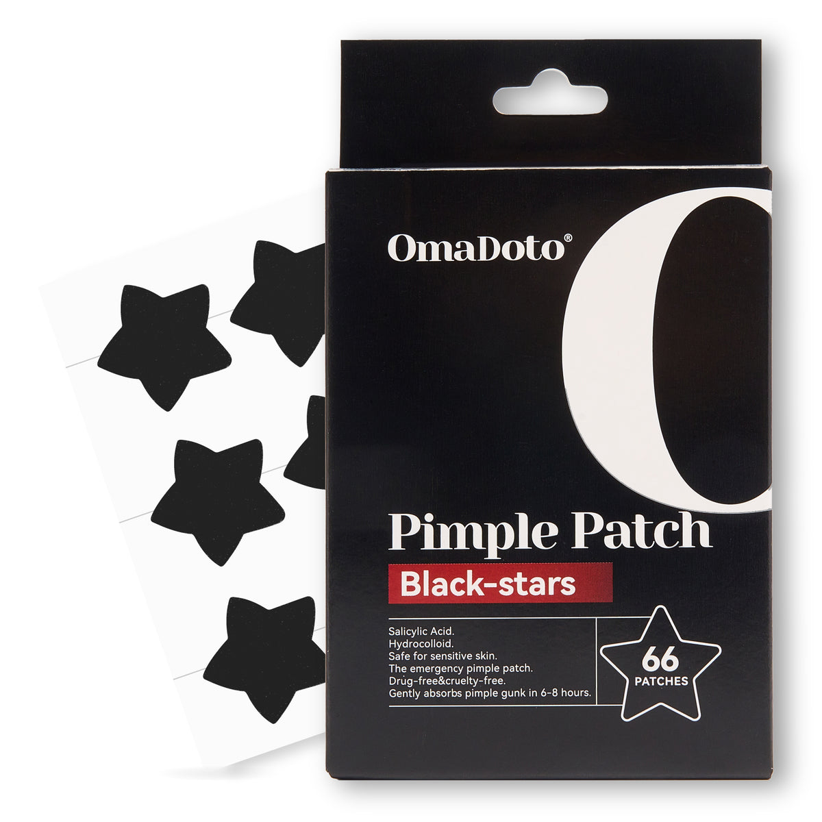 black Star Pimple Patches (66Pcs,14mm)
