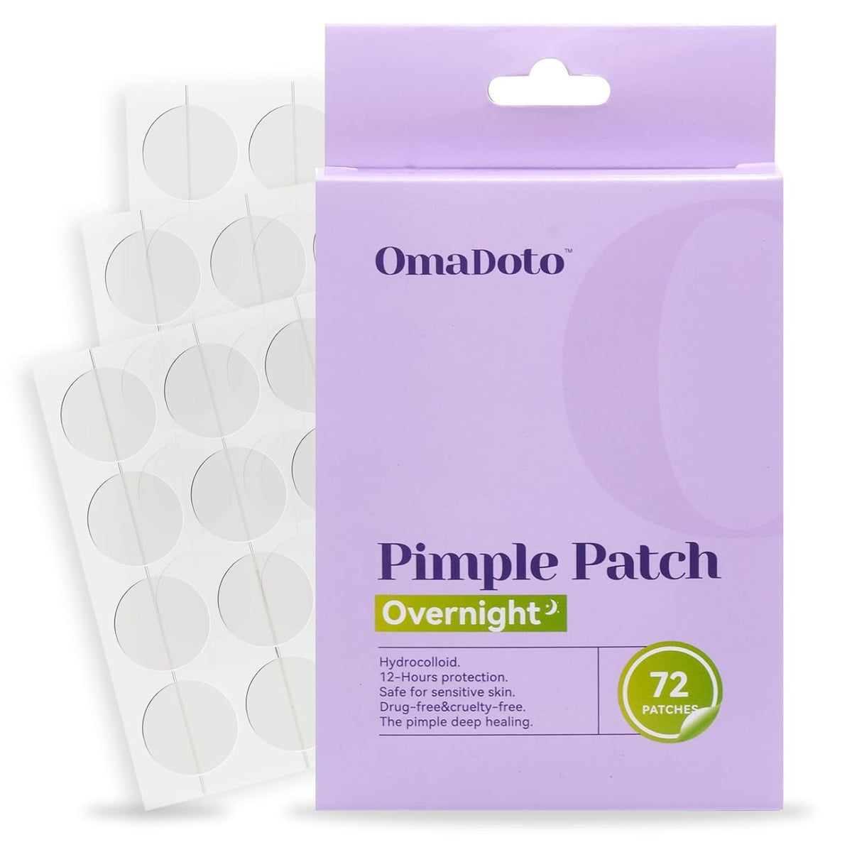 Overnight Pimple Patches for Face - Maximum Strength Hydrocolloid for Cystic Acne & Dark Spots (72 Count) - 10mm & 12mm Medicated Night Time Treatment